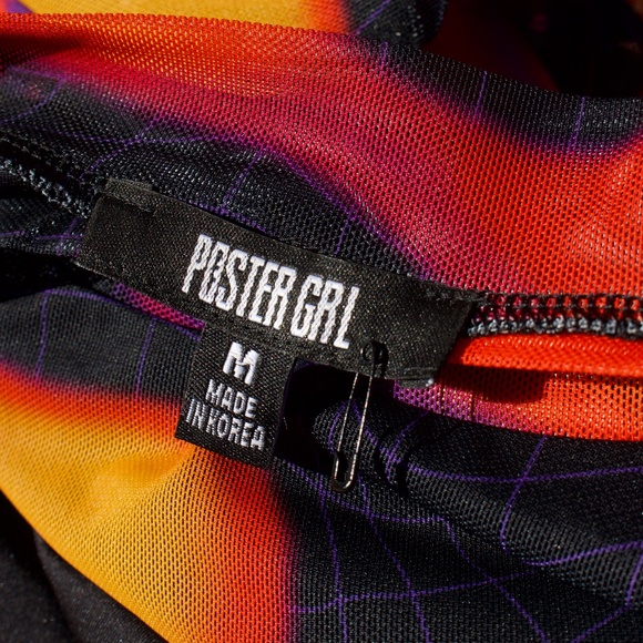 Poster Girl Heatmap Print Mesh Bodycon Cutout Mini Dress Size M - Picture 15 of 15